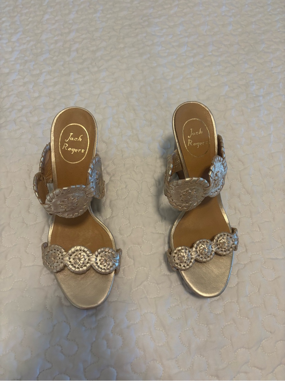 Jack Rogers Wedge Sandals in Metallic Beige - Women